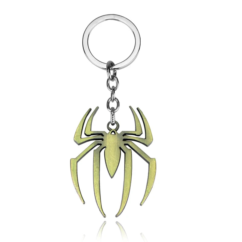Spider-Man Emblem Metal Keychain — Gold-tone spider emblem