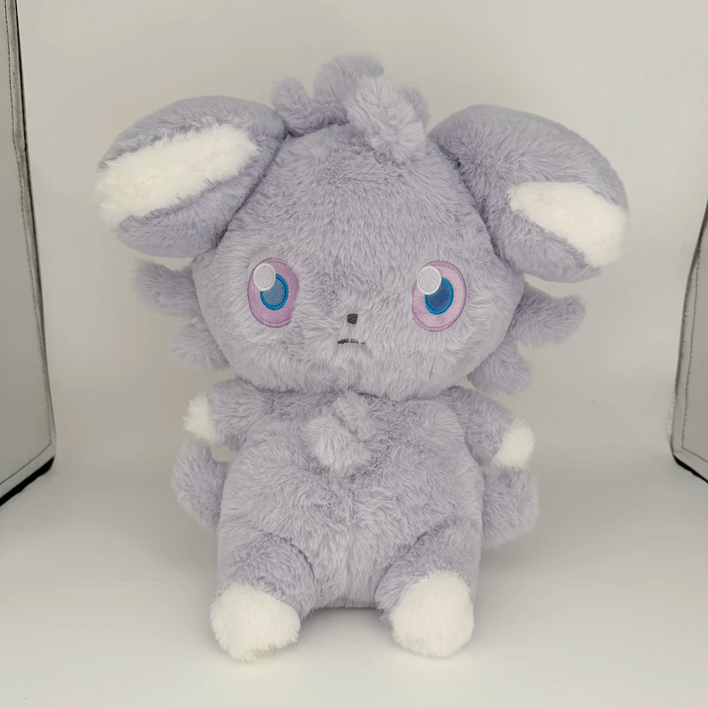 Espurr Pokémon Plush – 33 cm — gray seated front view