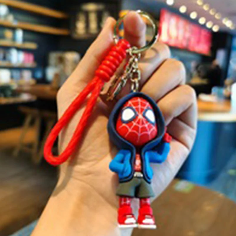 Spider-Man Blue-Hood Figure Keychain — front view