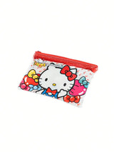 Hello Kitty Clear Zip Pouch — red zip and character print
