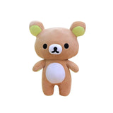 Brown Rilakkuma plush with round yellow ears and white belly