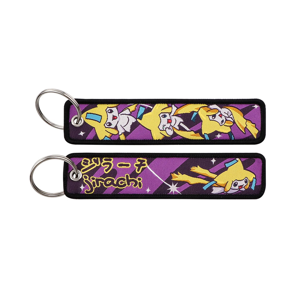 Jirachi Pokémon Embroidered Keychain — purple star artwork