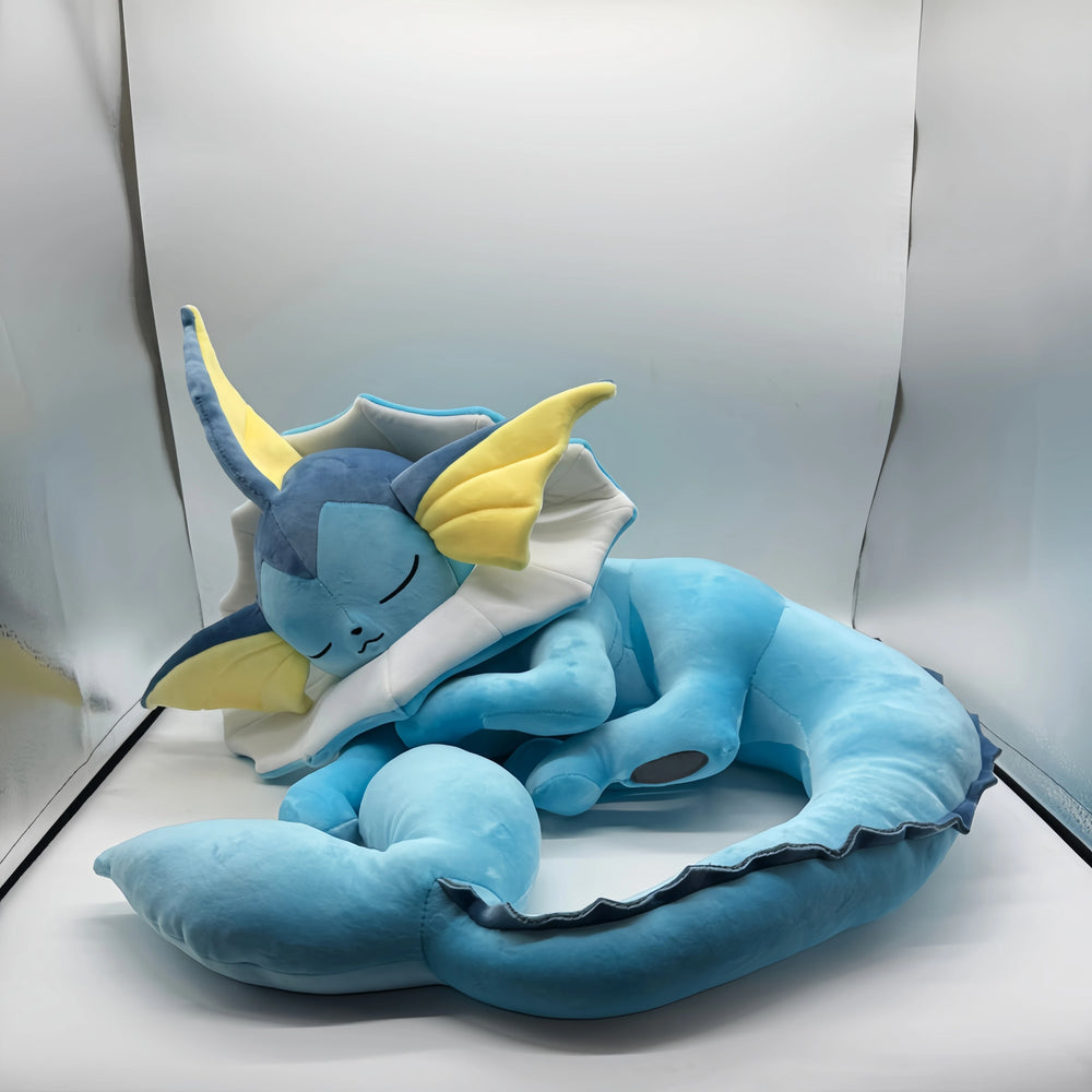 Sleeping Vaporeon Pokémon Plush – 45–50 cm — blue curled sleeping pose
