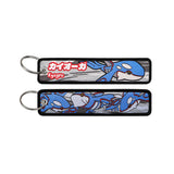 Kyogre Pokémon Embroidered Keychain — front and back character artwork
