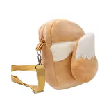 Side view of Eevee tail mini shoulder bag showing zipper and strap clips