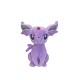 Seated purple 18 cm Espeon plush with large ears, dark eyes, and a red forehead accent