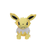 Seated yellow Jolteon Pokémon plush with black-lined ears and a pointed white collar