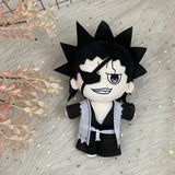 Kenpachi Zaraki plush with spiky black hair, an eye patch and a black-and-white outfit