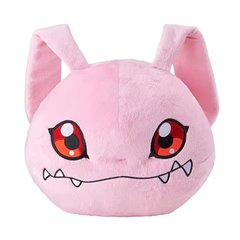 Pink Koromon Digimon plush with red eyes and long ears