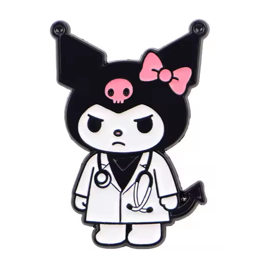 Kuromi Doctor Enamel Pin – Pink Bow