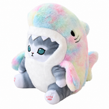 Pastel Shark / Gray Cat plush with shark hood, fins and pink paw details