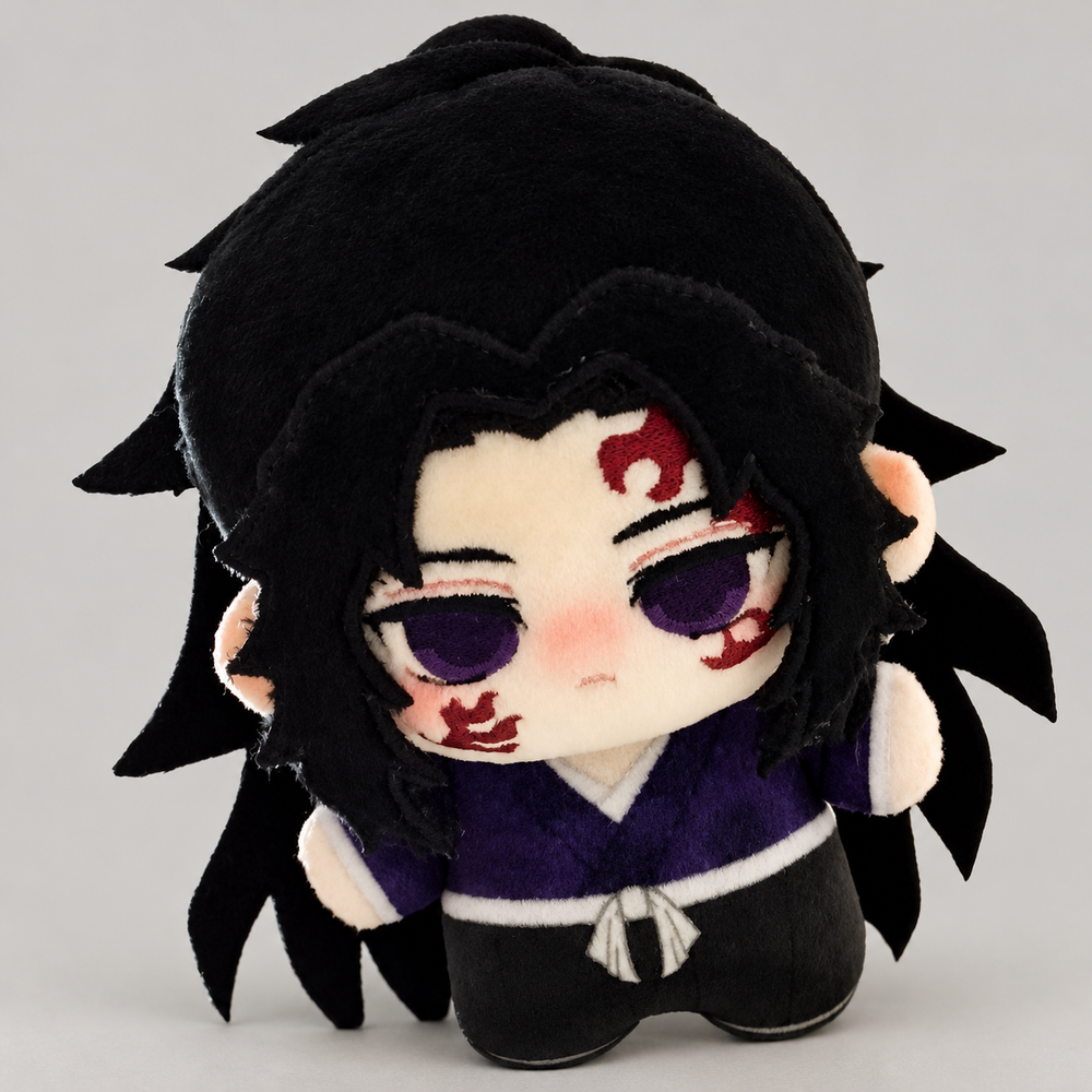 Michikatsu Tsugikuni Demon Slayer plush in the pictured character outfit