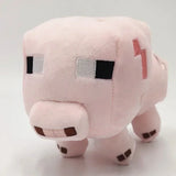 Pink Minecraft pig plush on a white background