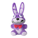 Purple Nightmare Bonnie FNAF plush with red bow tie and toothy grin