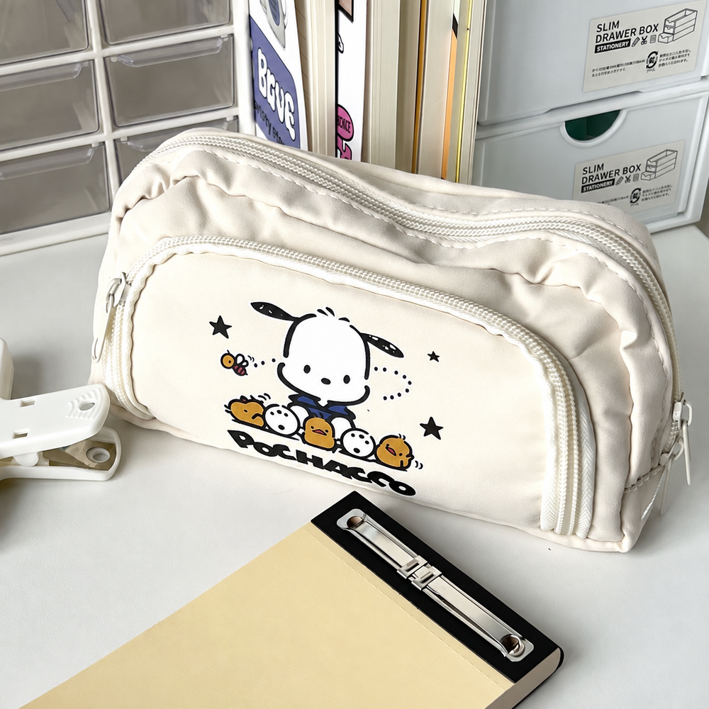 Pochacco & Chicks Pencil Case — front view