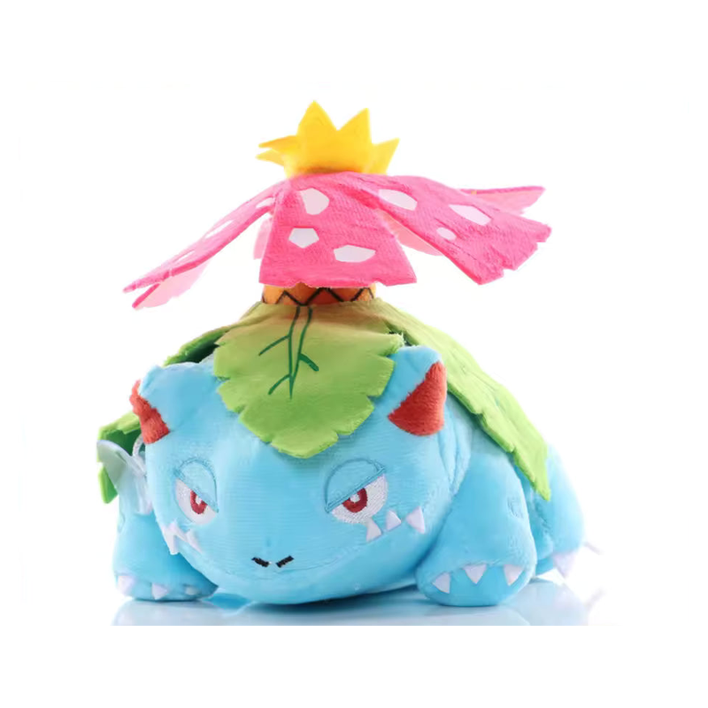 Venusaur Pokémon plush with green leaves and a pink flower