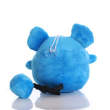 Back view of blue Marill Pokémon plush with round ears, a zigzag tail and attached hanging loop