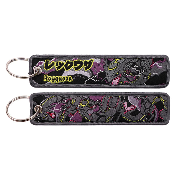 Shiny Rayquaza Pokémon Embroidered Keychain – 13 cm