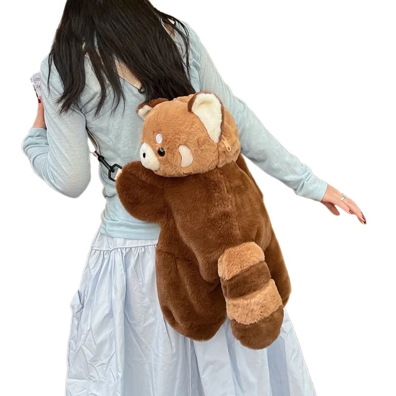 Red Panda Plush Shoulder Bag – 45 cm — front view