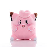 Pink Clefairy plush with a curled forehead tuft, brown-tipped ears, and embroidered smiling face