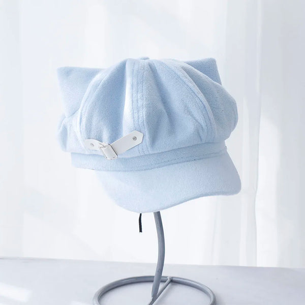 Cat-Ear Baseball Cap – Light Blue – 56–58 cm