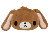 Brown Kurousa Sugarbunnies plush coin purse with white muzzle and pink-lined ears