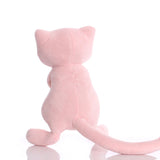 Back view of pink Mew plush showing its pointed ears and long tail