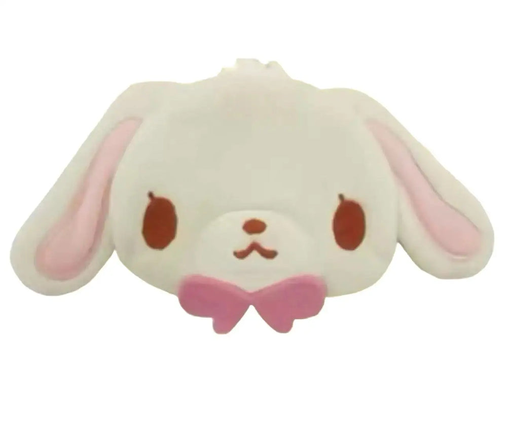 Cream Shirousa Sugarbunnies plush coin purse with pink bow and long ears
