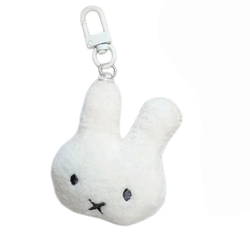 Miffy White Plush Head Bag Charm — front view