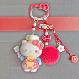 Hello Kitty Pom-Pom Keychain — Red