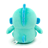 Hangyodon plush rear view showing blue back fin and tail
