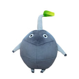 Rock Pikmin plush with gray faceted body and green leaf