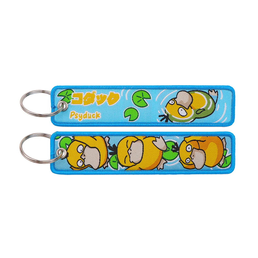 Psyduck Pokémon Embroidered Keychain — blue pond artwork