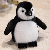 Black Shaggy Penguin Plush – 22 cm — front view