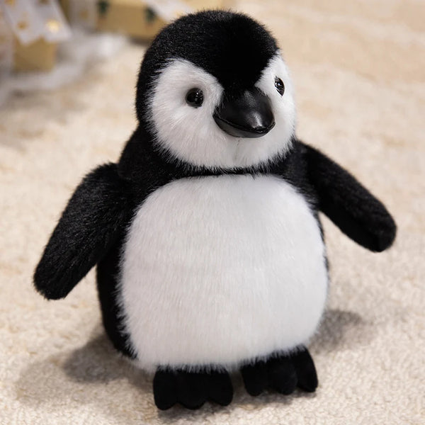 Black Shaggy Penguin Plush – 22 cm