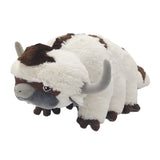 Appa plush with cream fur, brown arrow markings, gray horns, and six feet