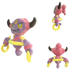 Hoopa Pokémon plush shown from the front, side, and back