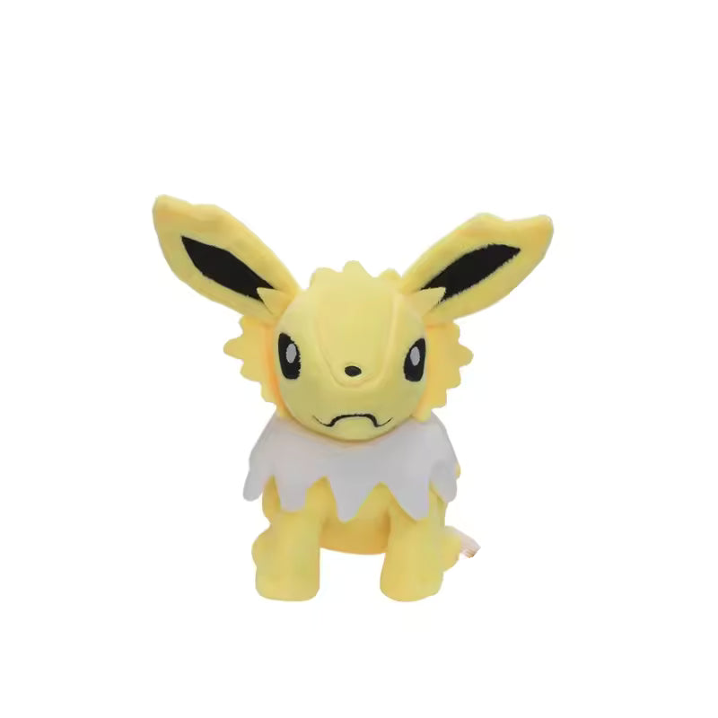 Standing yellow Jolteon Pokémon plush with tall ears and white neck ruff