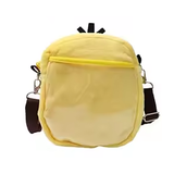 Back of yellow Psyduck mini shoulder bag showing zippered pocket