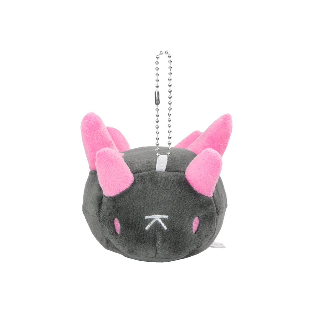 Dark Pyukumuku Pokémon plush bag charm with pink spikes and metal ball chain