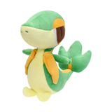 Green Snivy plush with yellow accents and a leaf-shaped tail