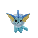 Standing blue Vaporeon plush with yellow ear fins and white neck collar