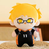 Kei Tsukishima plush with blond hair, glasses and a black number 11 volleyball uniform