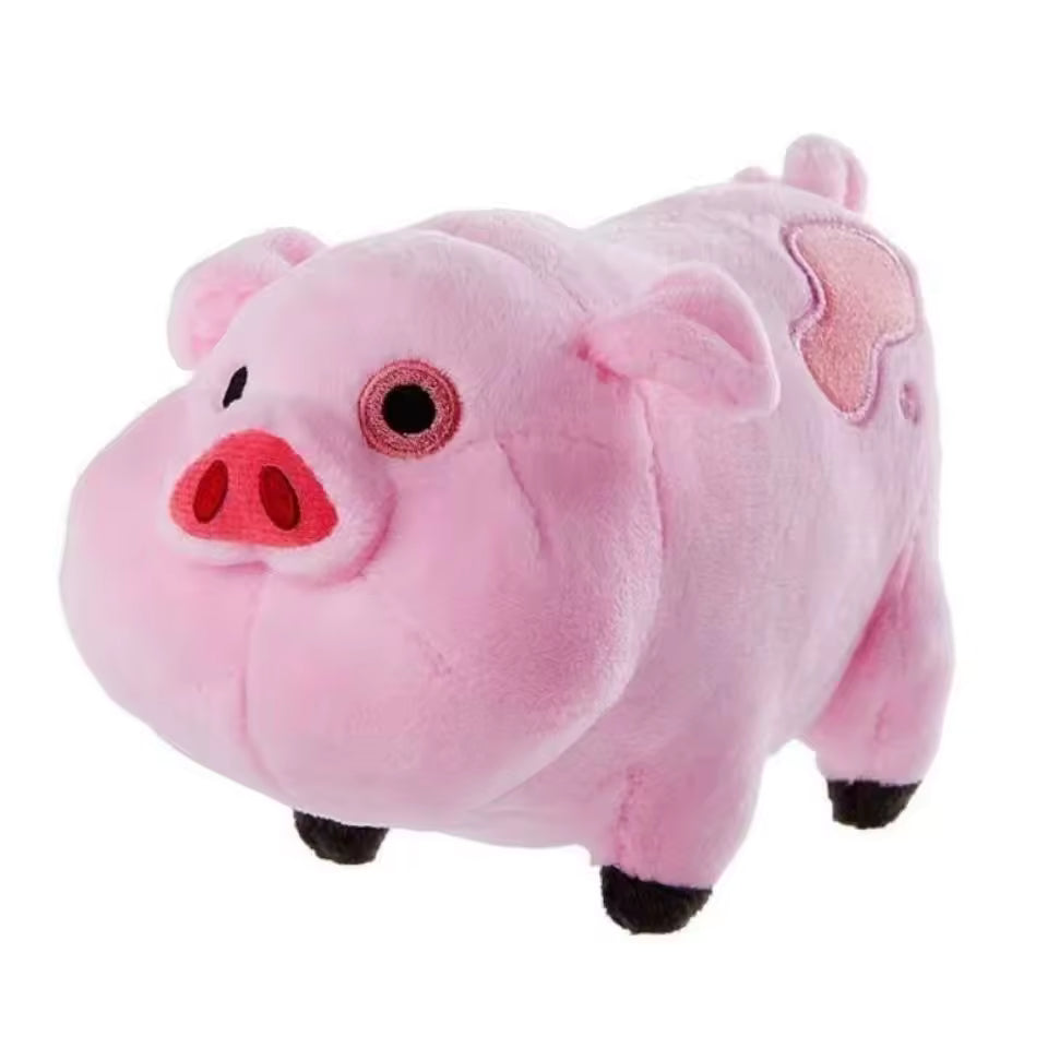 Waddles pink pig plush with black hooves and side patch