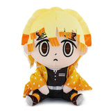 Zenitsu Agatsuma seated plush with yellow-and-orange hair and yellow triangle-patterned haori