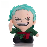 Roronoa Zoro One Piece plush with green hair, embroidered scar and green robe