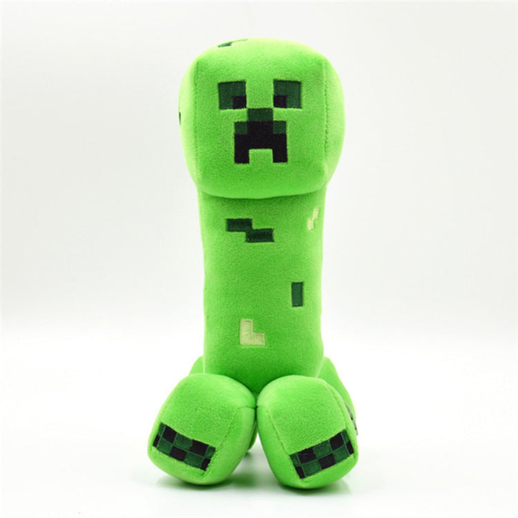 Green Minecraft Creeper plush with blocky face and pixel-style details