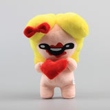 Blonde The Binding of Isaac plush with red bow and heart