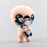 Isaac plush holding a black-and-white cat
