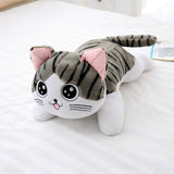 Gray-and-white expression cat plush, style 1 with sparkling eyes and pink tongue